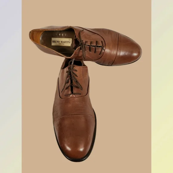 BRUNO MARTINI BROWN LEATHER OXFORDS SIZE 10.5 display picture 1
